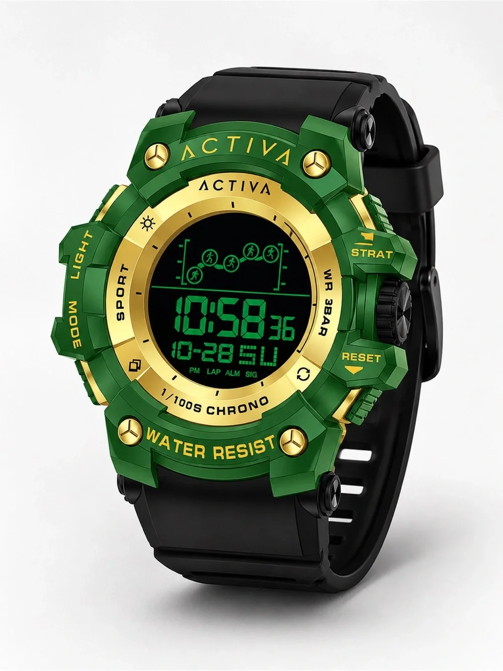 Activa X Invicta Summit 50mm Green Gold Digital Watch ACW8082-022 NIB